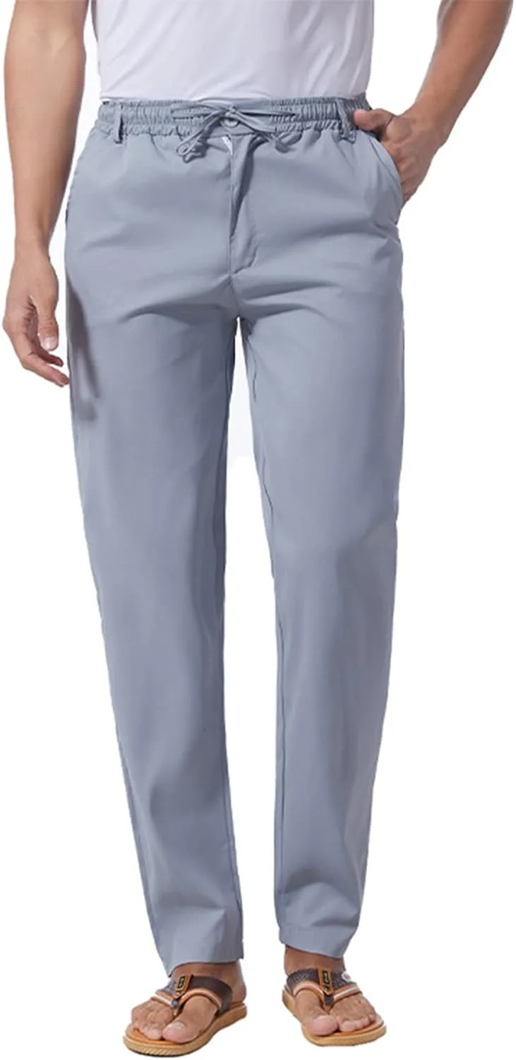 Slim Fit Chino Pants for Men Cotton Twill Casual Stretch Dress Pants Drawstring Trousers (Available in Big & Tall)