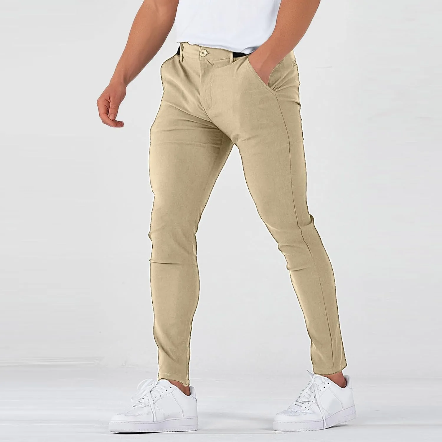 Slim Fit Dress Pants for Men Stretchy Straight Fit Work Pants Mencomfy Tapered Pencil Golf Jogger Pants with Pockets