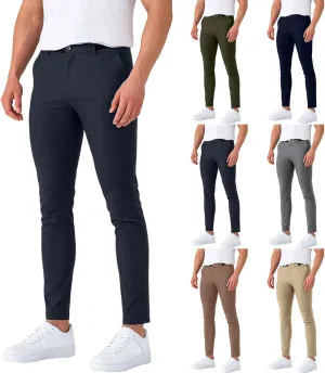 Slim Fit Dress Pants for Men Stretchy Straight Fit Work Pants Mencomfy Tapered Pencil Golf Jogger Pants with Pockets