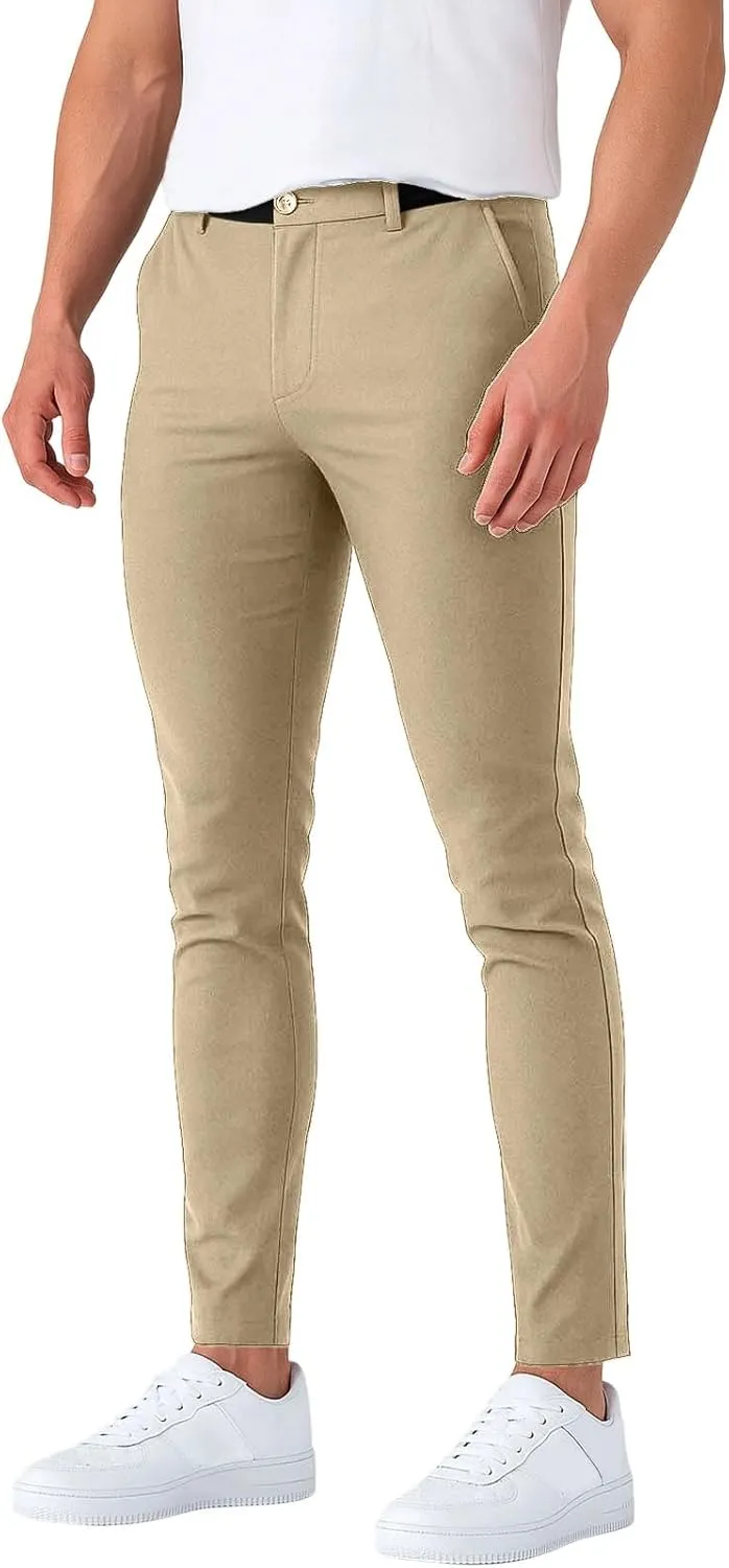 Slim Fit Dress Pants for Men Stretchy Straight Fit Work Pants Mencomfy Tapered Pencil Golf Jogger Pants with Pockets