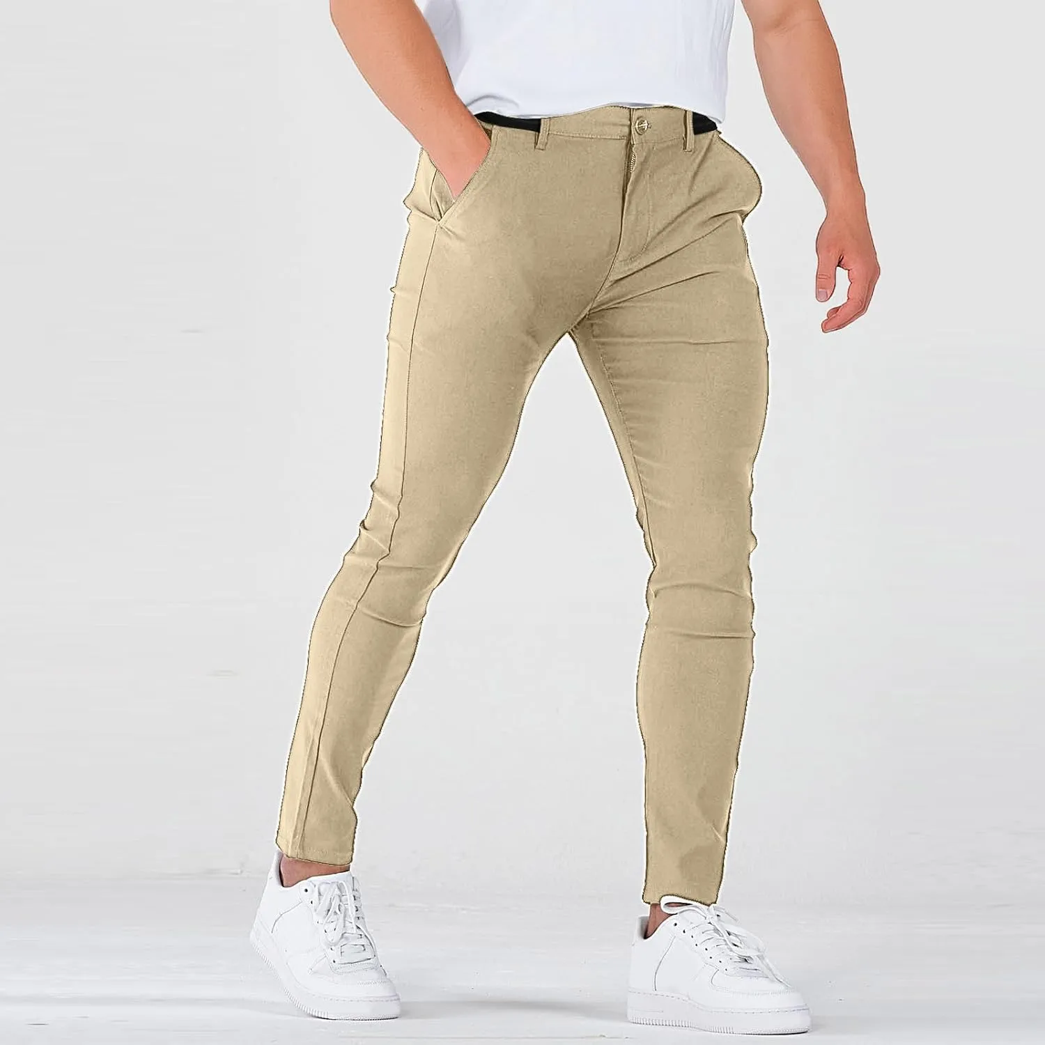 Slim Fit Dress Pants for Men Stretchy Straight Fit Work Pants Mencomfy Tapered Pencil Golf Jogger Pants with Pockets