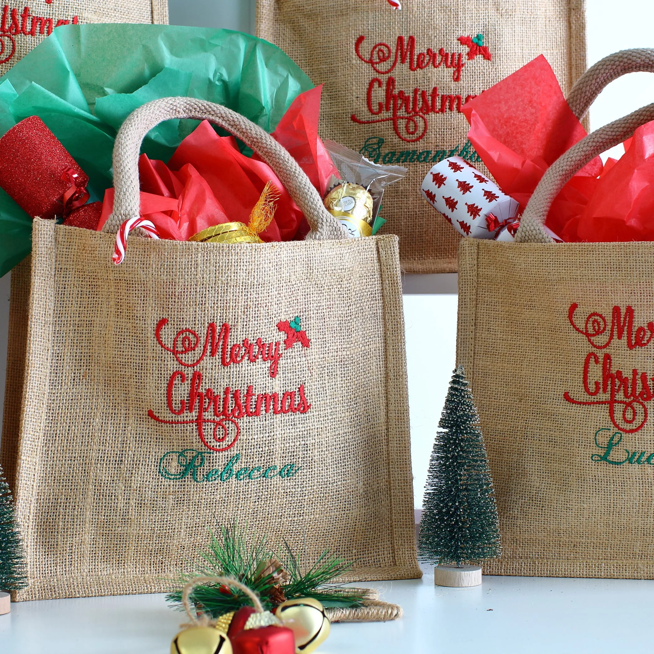 Small Merry Christmas bags - Traditional