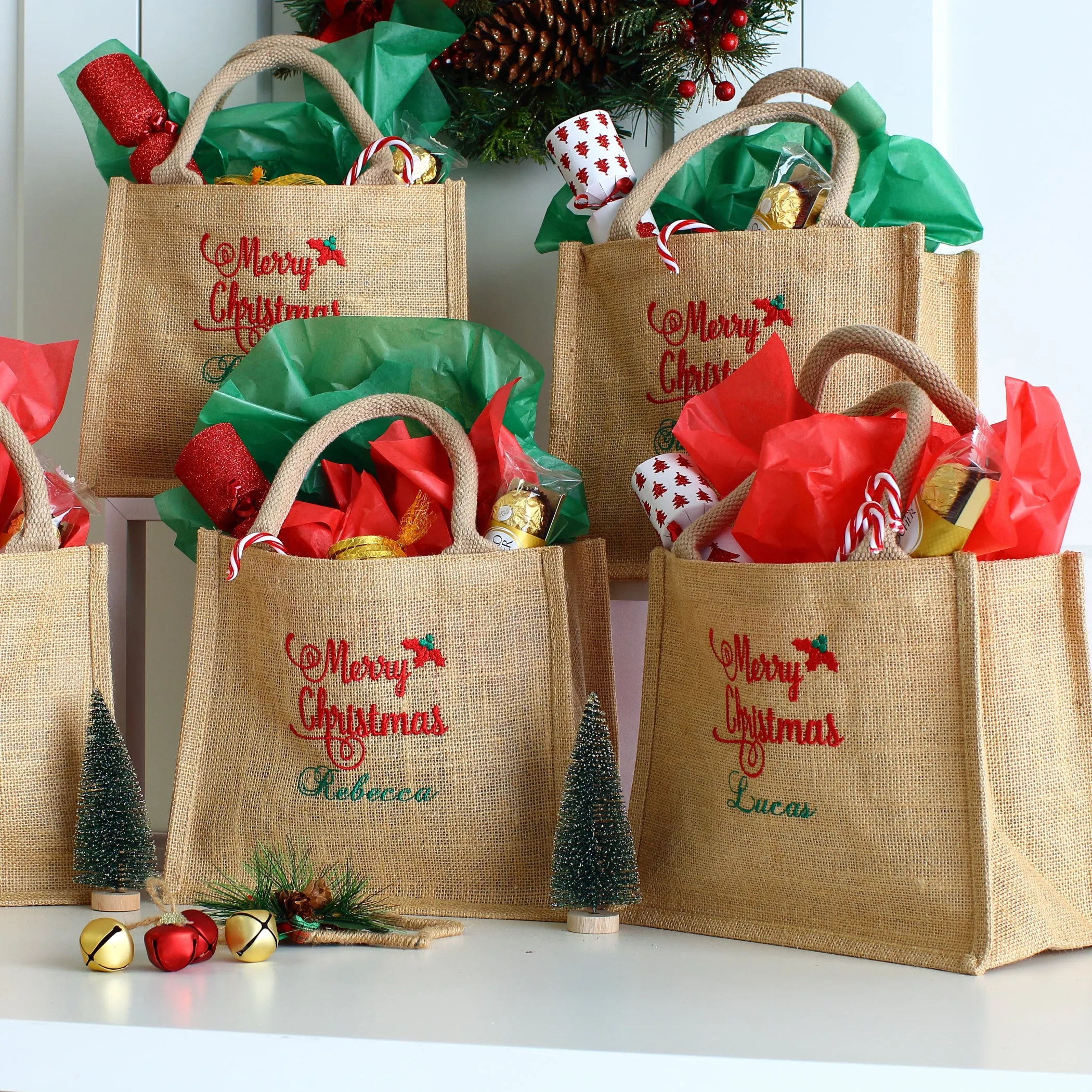 Small Merry Christmas bags - Traditional