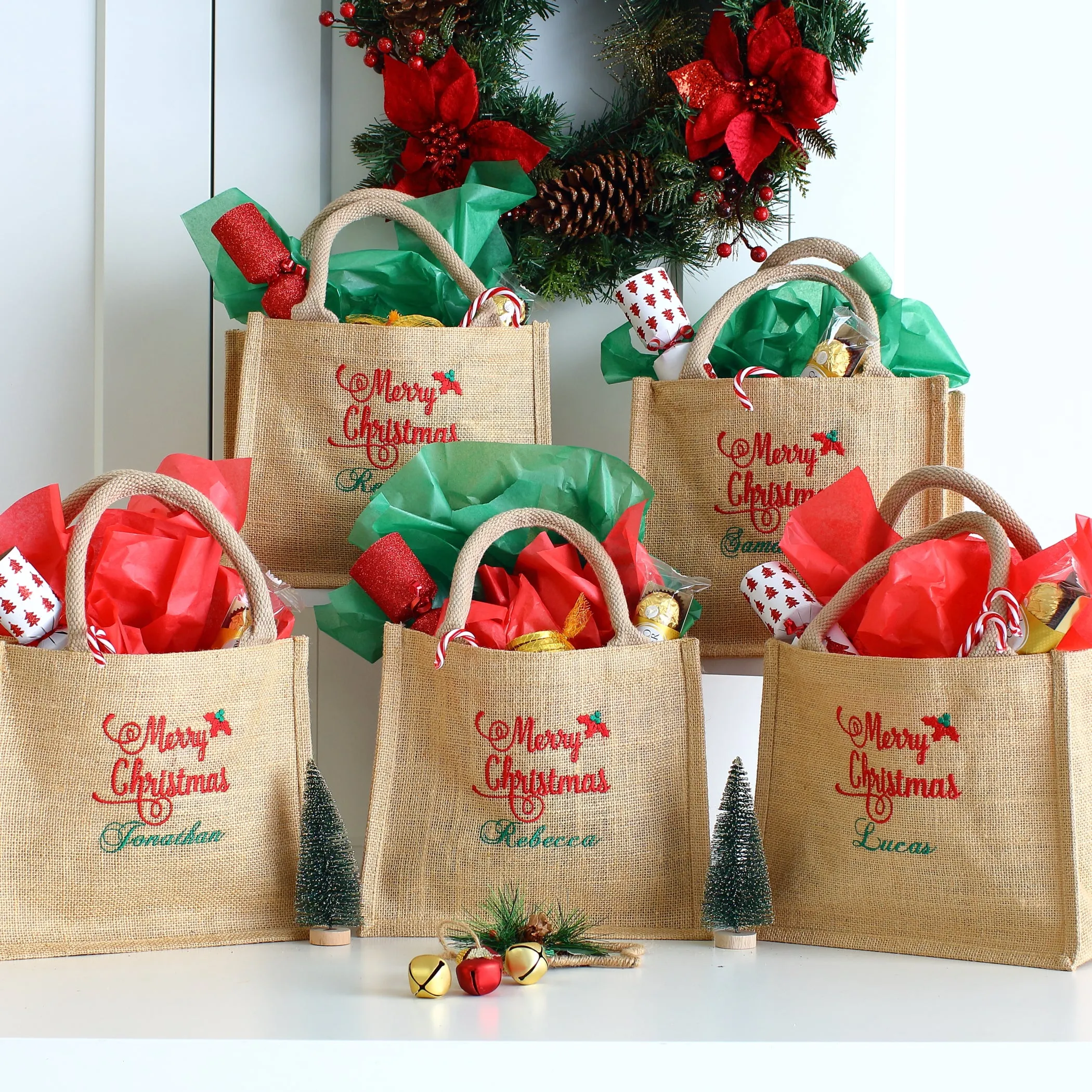 Small Merry Christmas bags - Traditional