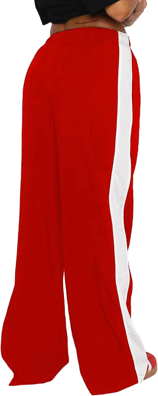 SOFIA'S CHOICE Women's Drawstring Sweatpants Side Stripe Pants Wide Leg Track Pants with Pockets