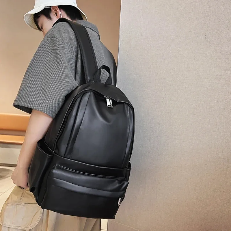 Sohiwoo Large Capacity Leather Women Backpack Men Travel Backpacks High Quality BookBags Mochilas School Backpack for College Students