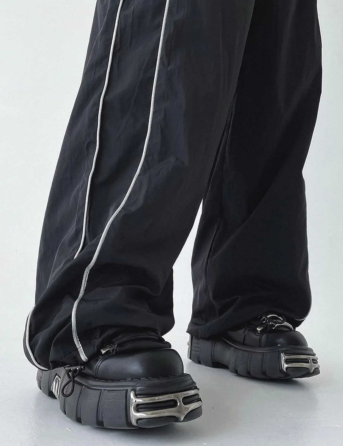 Springrain Womens Wide Leg Track Pants Slouchy Stripe Detail Jogger Sweatpants with Pockets
