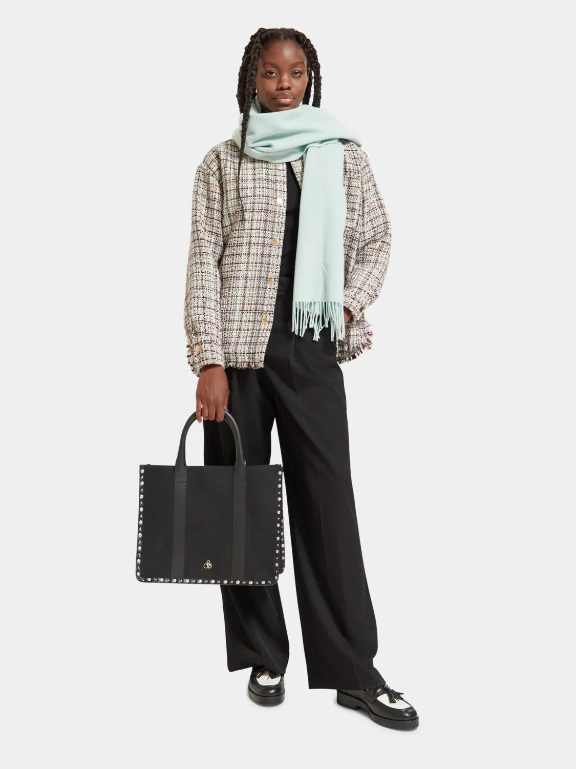 Studded canvas shopper