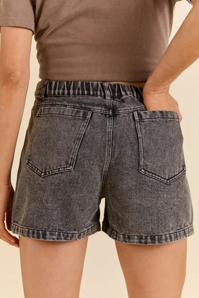 Studded Sound Black Denim Shorts
