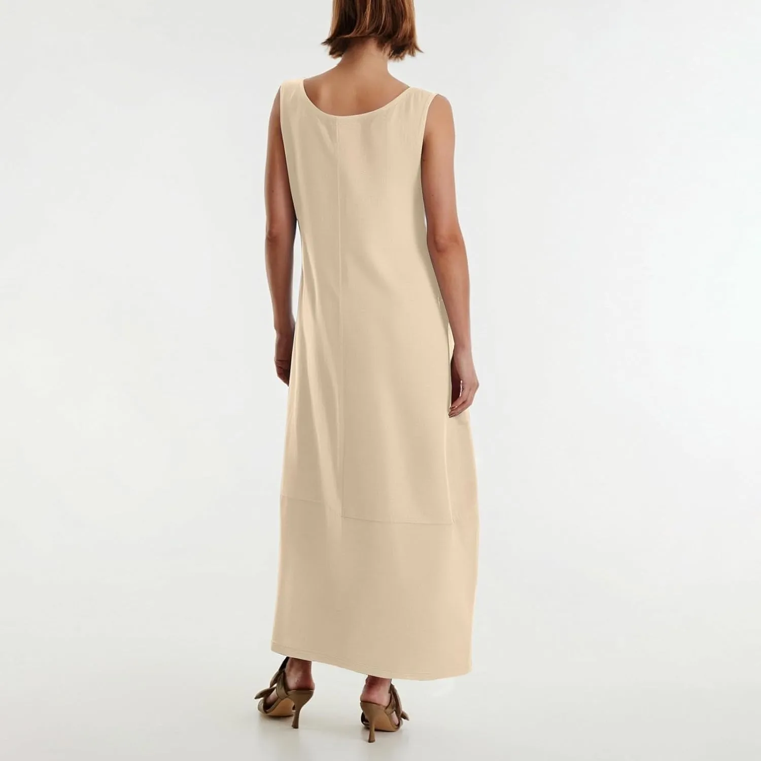 Summer Beach Round Neck Sleeveless Loose Vest Women's Casual Dress 2025 Solid Color Vacation Elegant Maxi Sundress