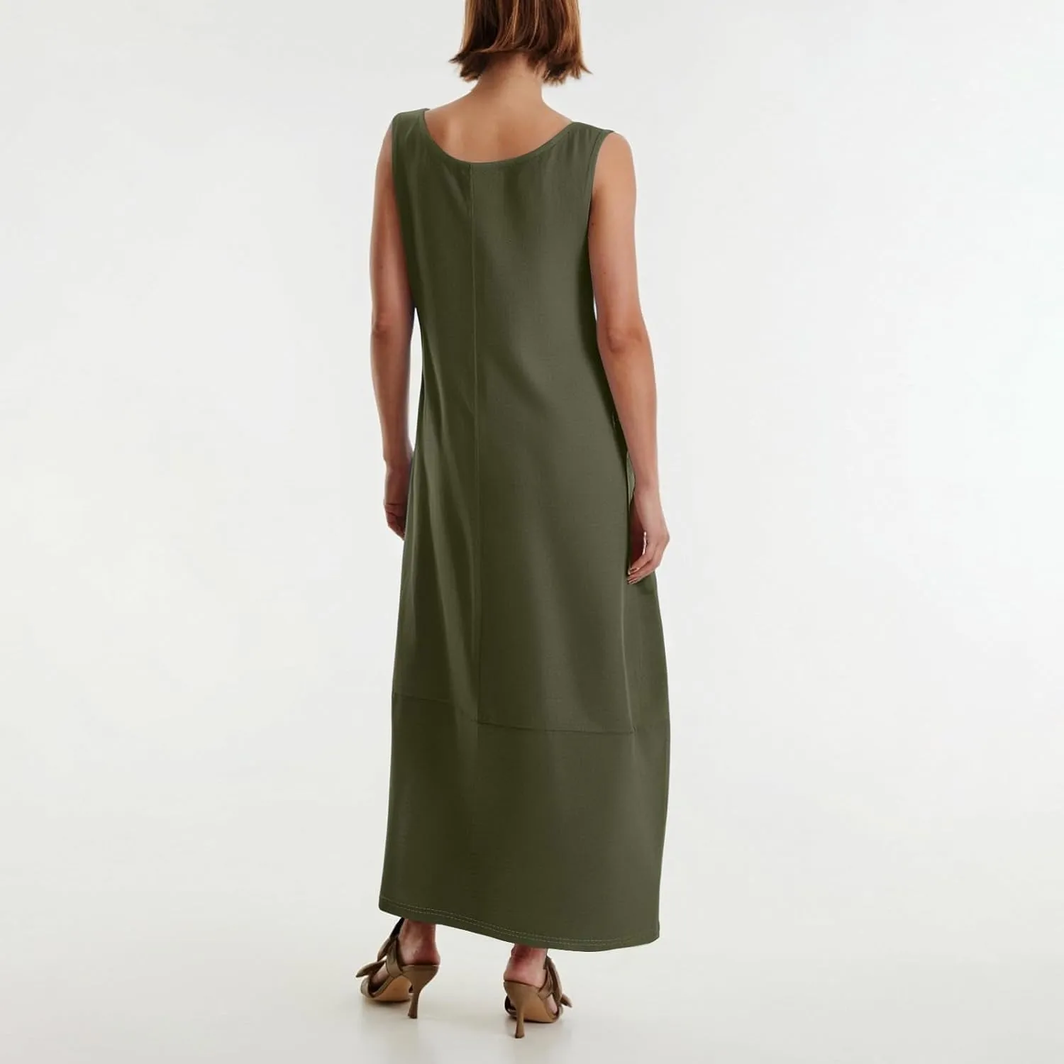 Summer Beach Round Neck Sleeveless Loose Vest Women's Casual Dress 2025 Solid Color Vacation Elegant Maxi Sundress