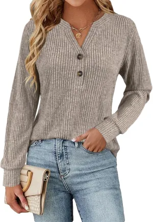 Sweaters for Women Fall Fashion Tops Long Sleeve Shirts Casual V Neck Sweatshirts Trendy Ladies Clothes S-XXL