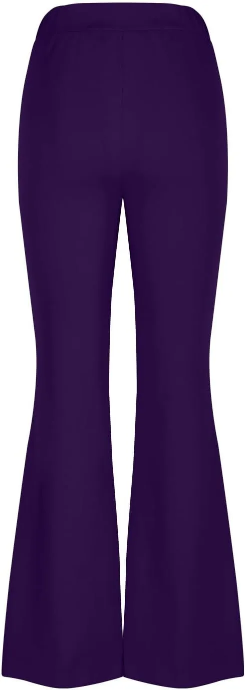 TANGNADE Women's High Waisted Double Breasted Elastic Flared Dress Pants Casual Work Pants Trendy Trouser Suit Pants