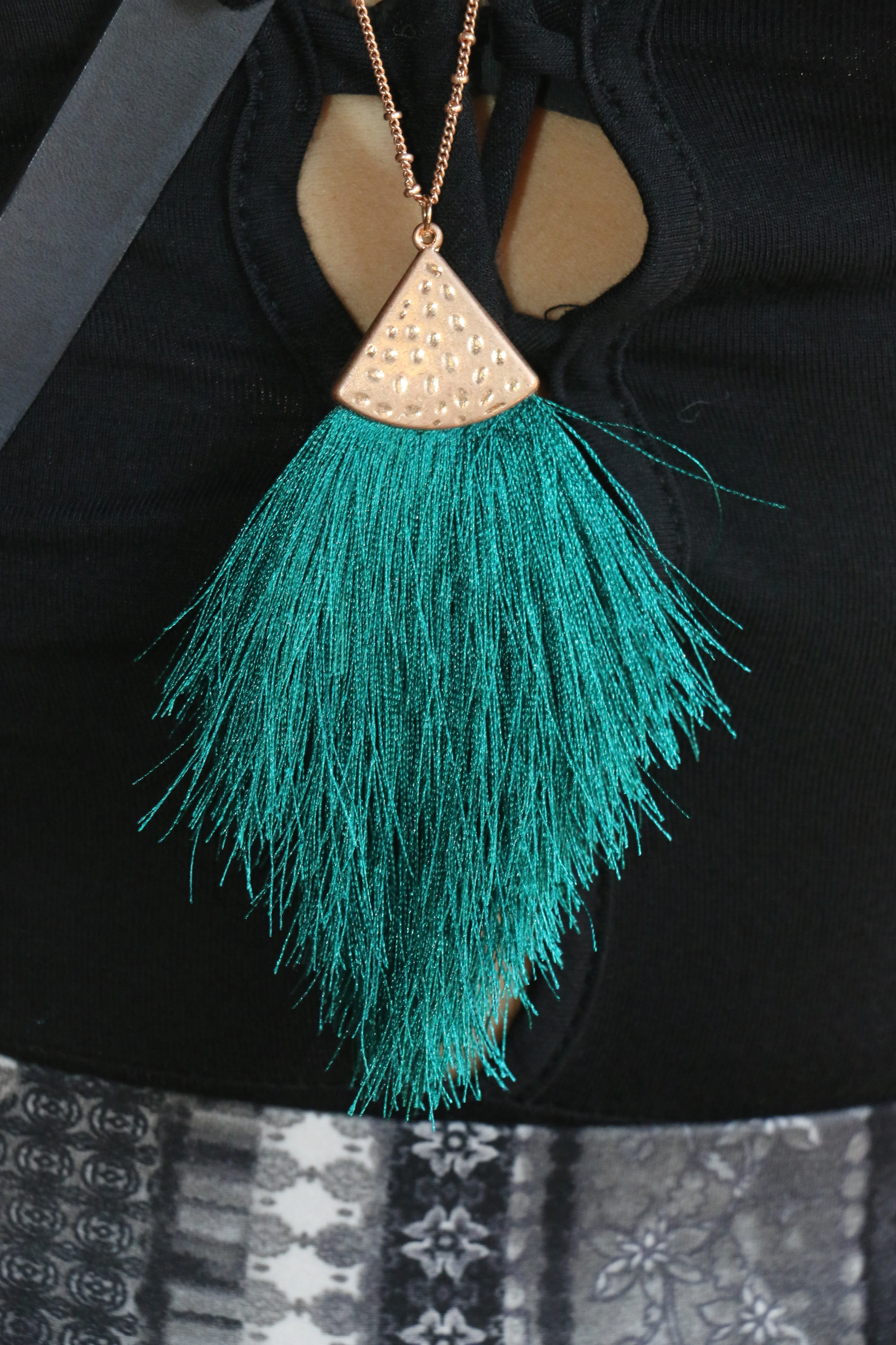 Teal Fringe Burst Necklace