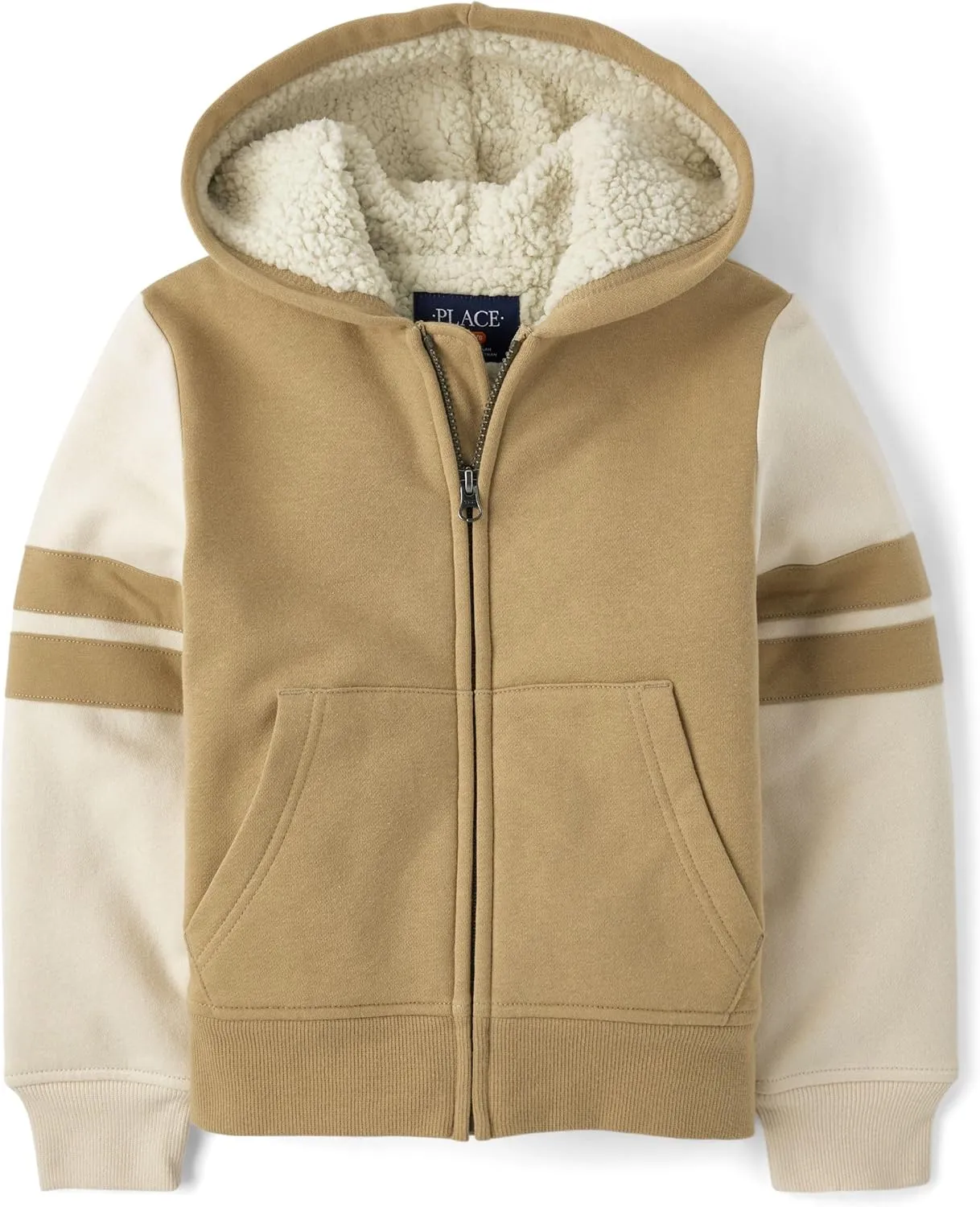 The Children's Place Boys' Long Sleeve, Sherpa Lined, Zip-Front Hoodie Sweatshirt