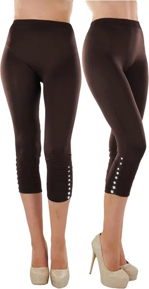 ToBeInStyle Womens Capri Length Seamless Lightweight Stretch Leggings
