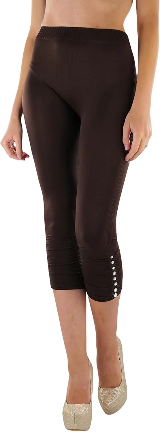 ToBeInStyle Womens Capri Length Seamless Lightweight Stretch Leggings