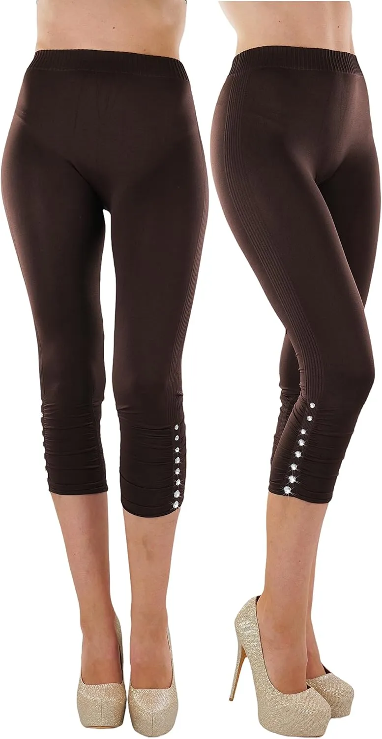 ToBeInStyle Womens Capri Length Seamless Lightweight Stretch Leggings
