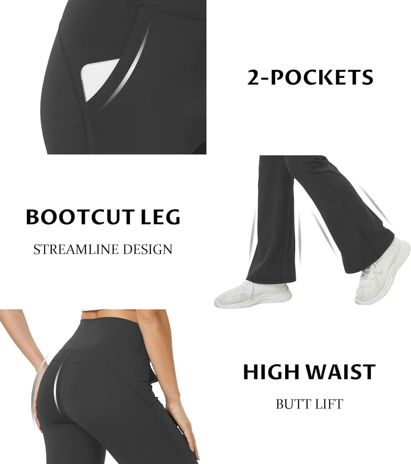 TOPYOGAS Womens Flare Yoga Pants High Waist Tummy Control Bootcut Flare Leggings Workout Wide Leg Pants with Pockets