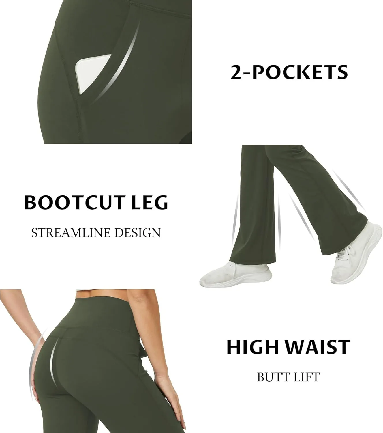 TOPYOGAS Womens Flare Yoga Pants High Waist Tummy Control Bootcut Flare Leggings Workout Wide Leg Pants with Pockets