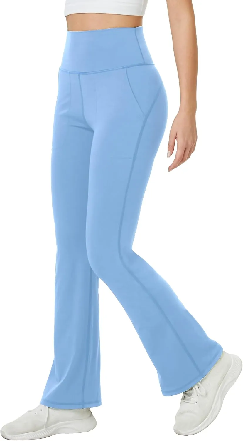 TOPYOGAS Womens Flare Yoga Pants High Waist Tummy Control Bootcut Flare Leggings Workout Wide Leg Pants with Pockets