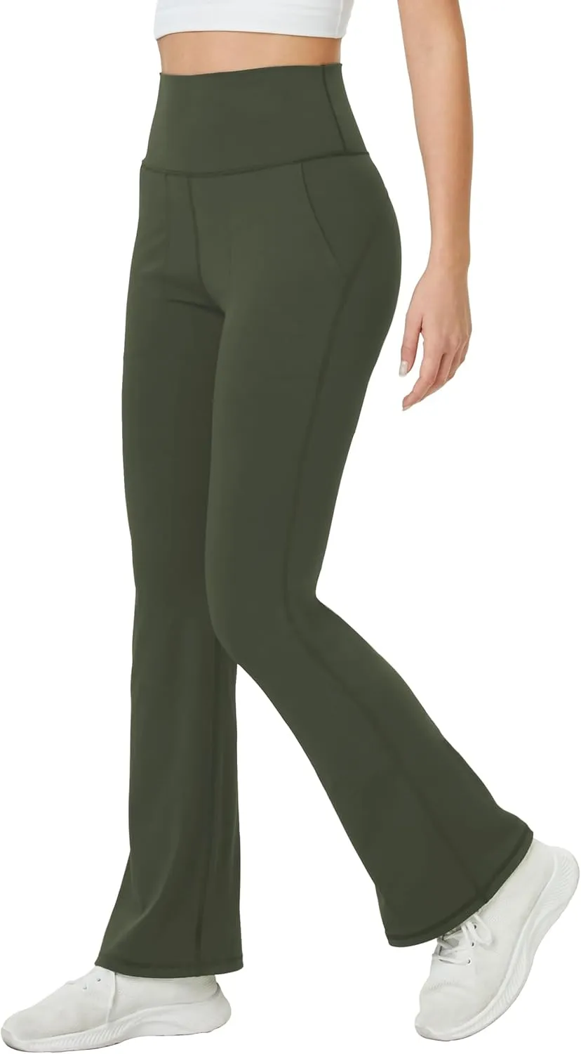 TOPYOGAS Womens Flare Yoga Pants High Waist Tummy Control Bootcut Flare Leggings Workout Wide Leg Pants with Pockets
