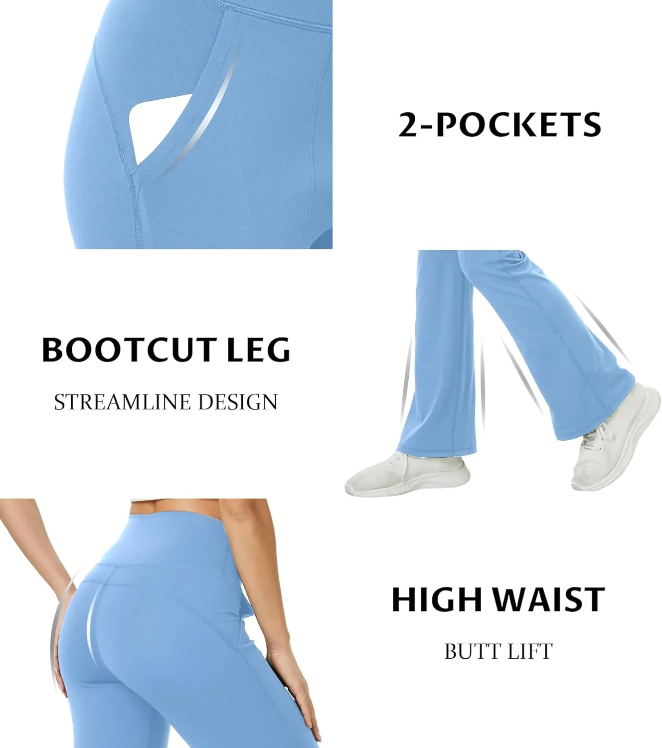 TOPYOGAS Womens Flare Yoga Pants High Waist Tummy Control Bootcut Flare Leggings Workout Wide Leg Pants with Pockets