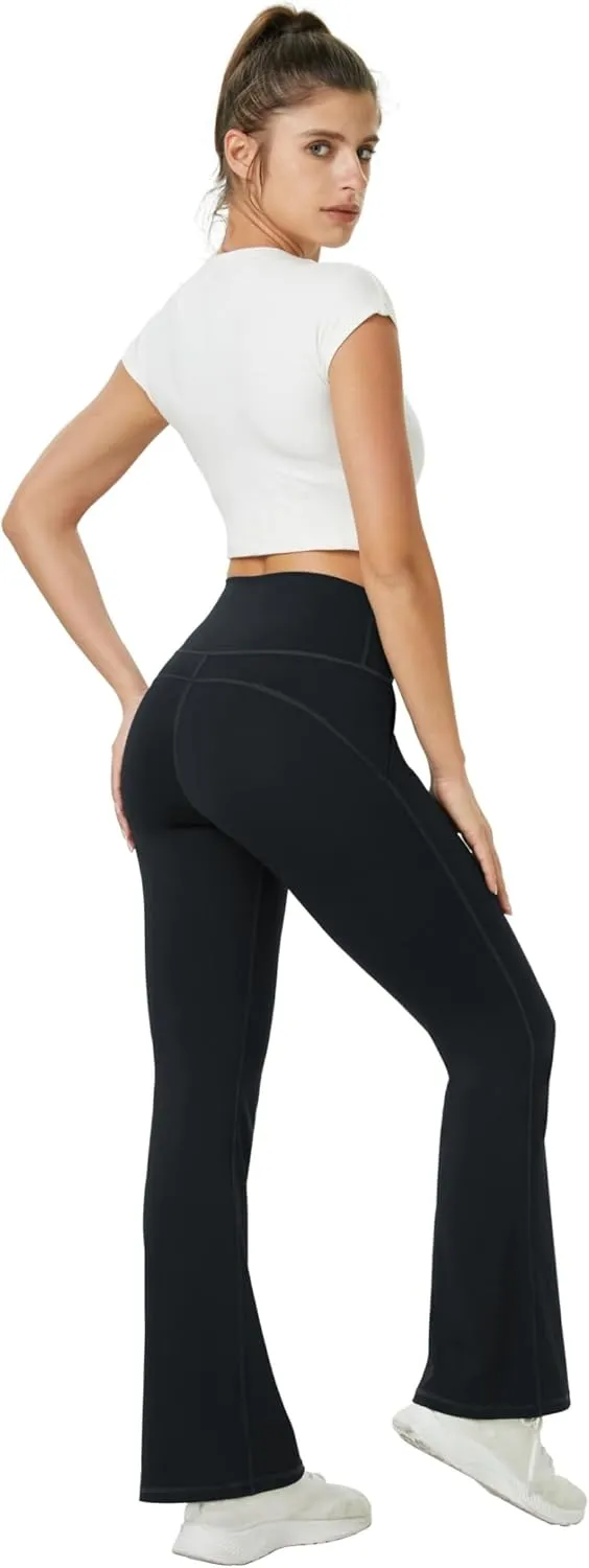 TOPYOGAS Womens Flare Yoga Pants High Waist Tummy Control Bootcut Flare Leggings Workout Wide Leg Pants with Pockets
