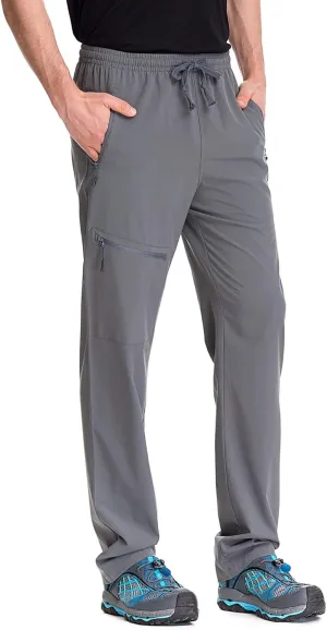 TRAILSIDE SUPPLY CO. Mens Lightweight Track Pants,Stretchy Pants with Zipper Pockets