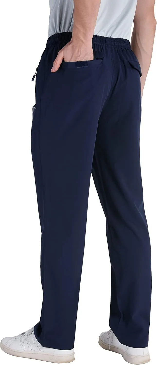 TRAILSIDE SUPPLY CO. Mens Lightweight Track Pants,Stretchy Pants with Zipper Pockets