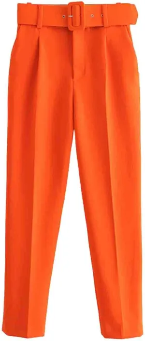 Uillui Women's Dress Pants Straight Leg Slim Fit Work Stretchy Pant Business Casual Suits Pants High Waist Trouser with Belt
