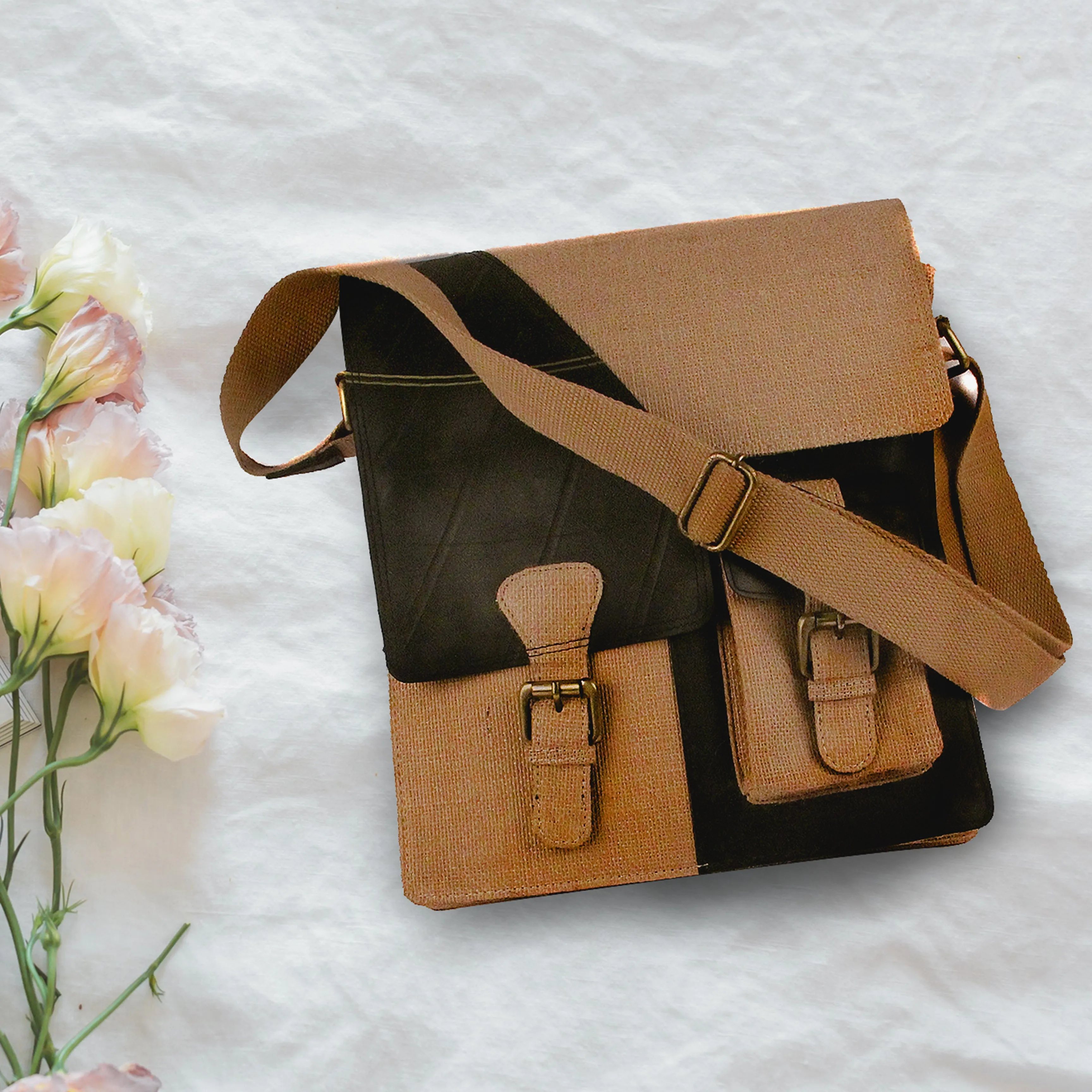 Upcycled Jute Sling Bag