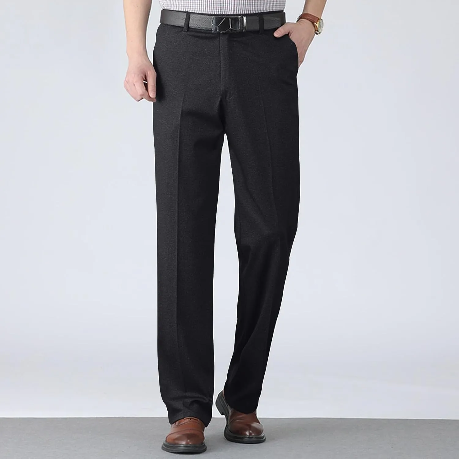 Vintage Dress Pants for Men Regular Fit Business Casual Pants Lightweight Dressy Golf Pants with Pockets