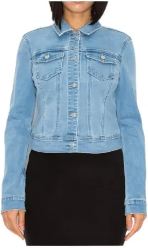 wax jean Basic botton down Denim Dean jacket (medium, light denim), Small