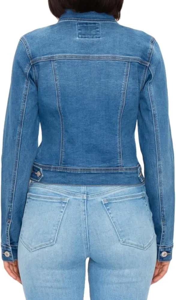 Wax Women's Basic Button Down Denim Jean Jacket