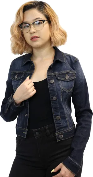 Wax Women's Basic Button Down Denim Jean Jacket