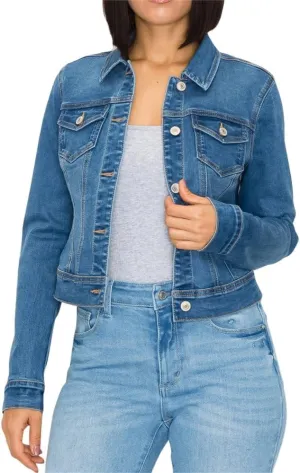 Wax Women's Basic Button Down Denim Jean Jacket