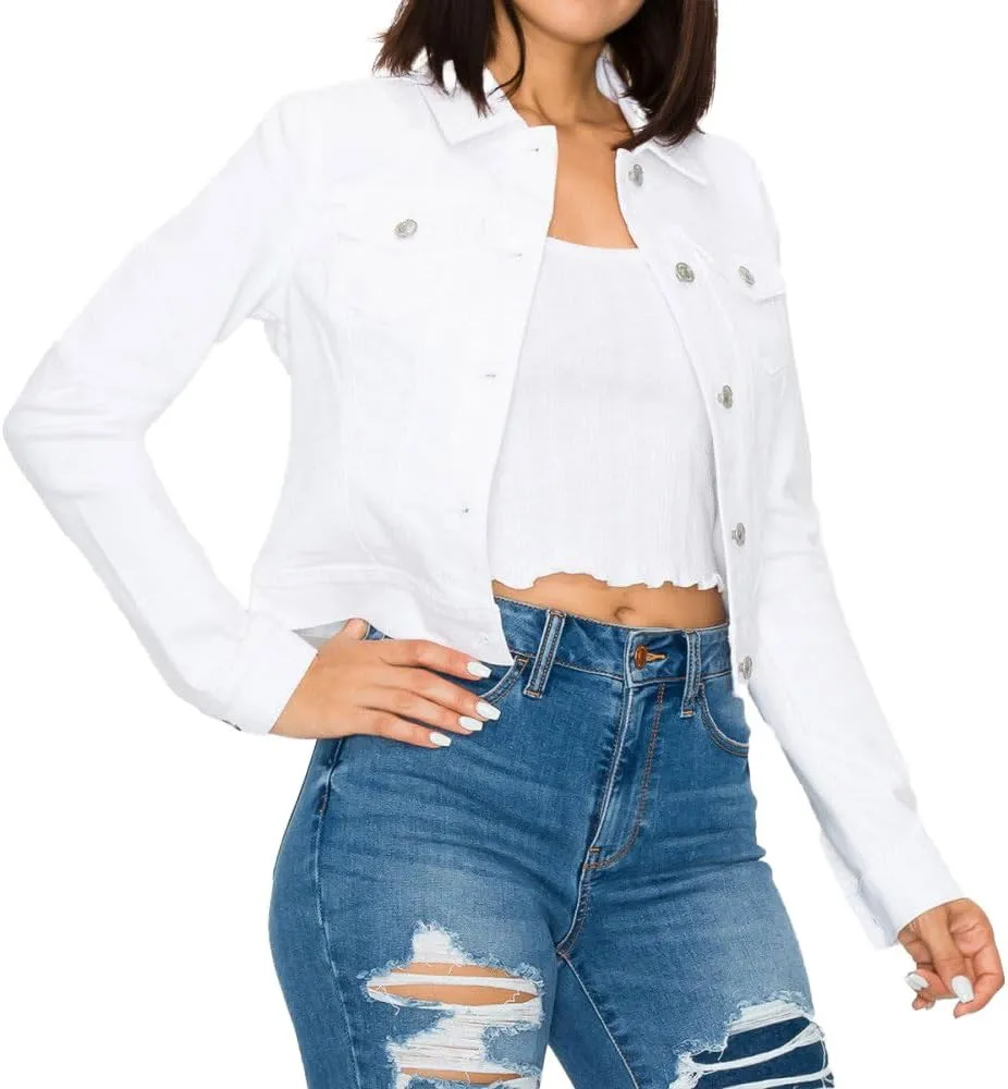 Wax Women's Basic Button Down Denim Jean Jacket