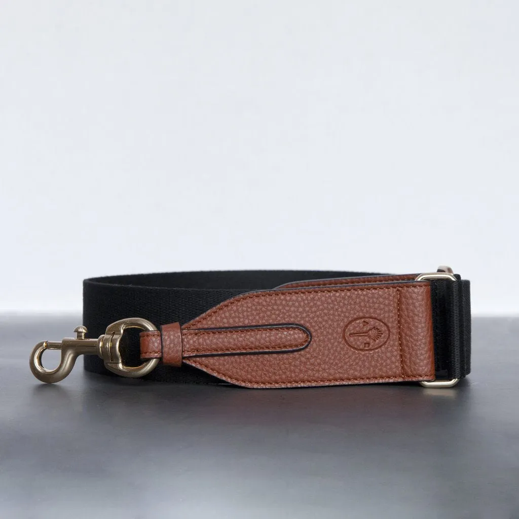Webbing Bag Strap in Black/Brown