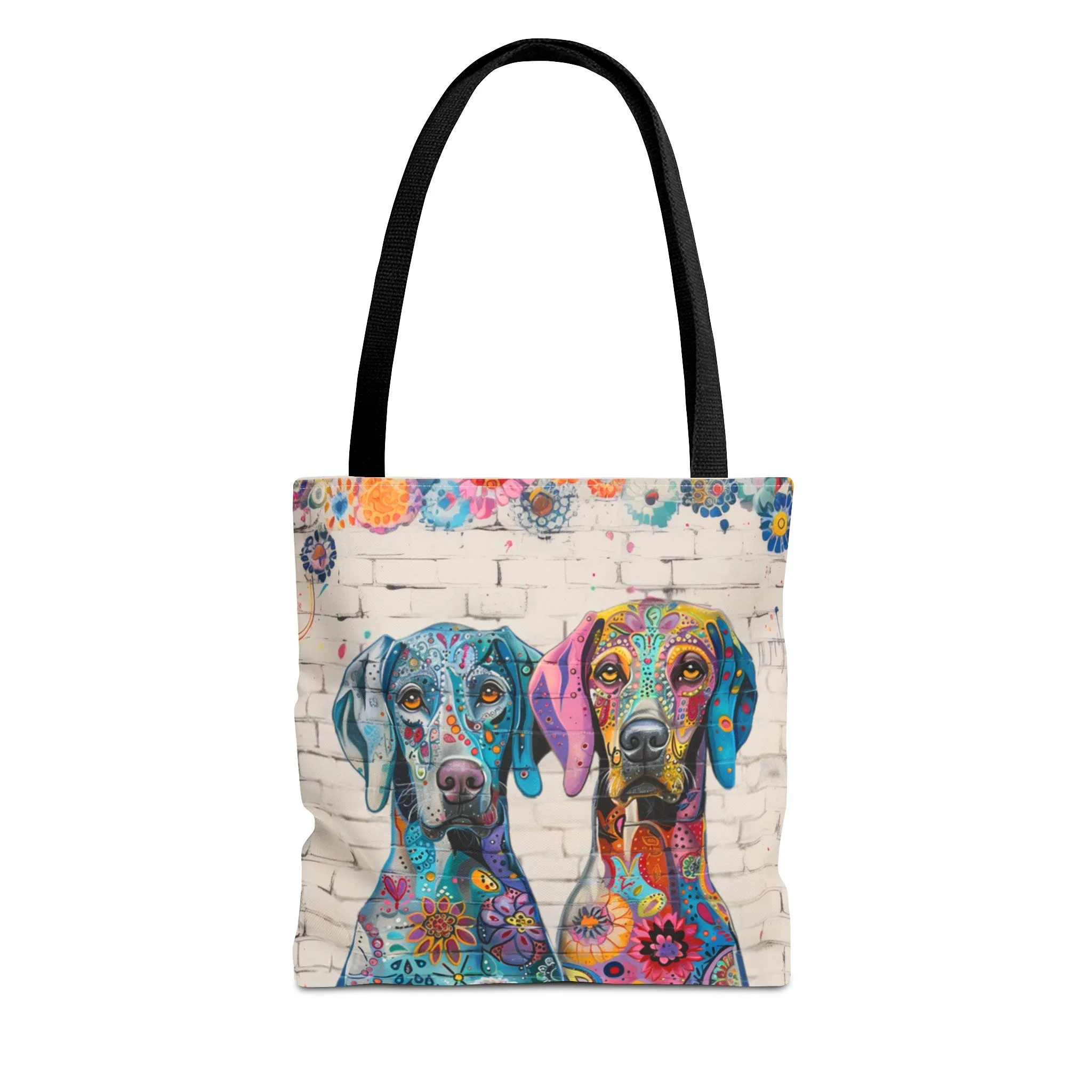 Weimaraner Original Edgy Floral Dog Art Themed Tote Bag
