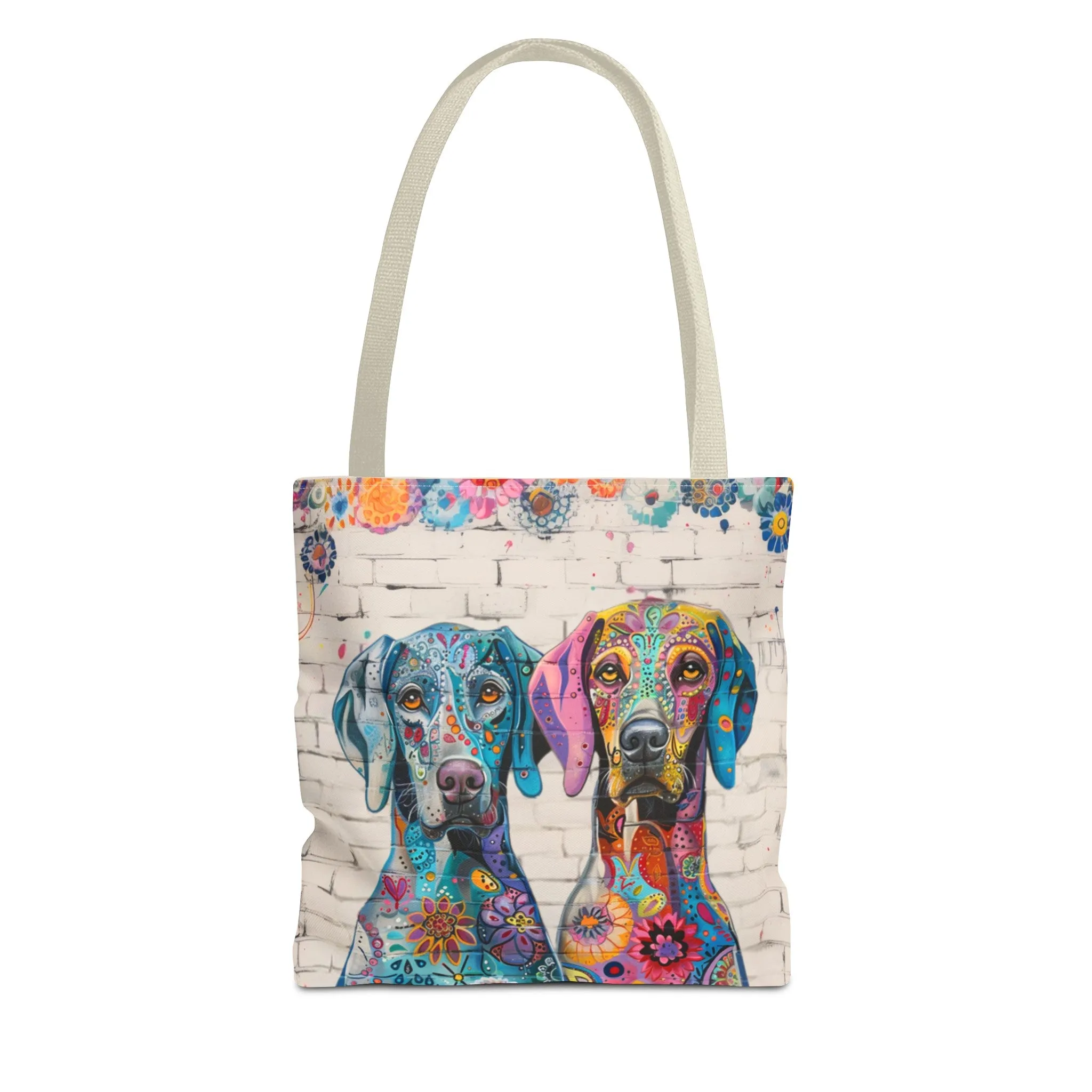 Weimaraner Original Edgy Floral Dog Art Themed Tote Bag