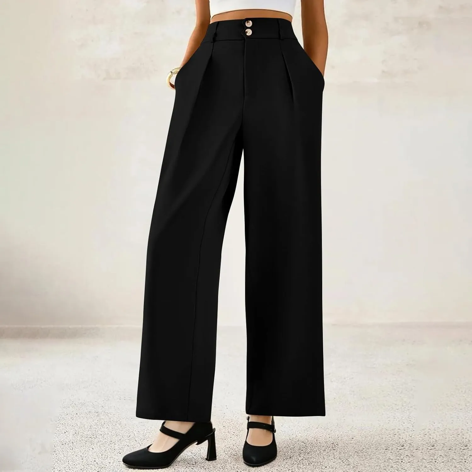 Wide Leg Dress Pants Women Tummy Control High Waist Business Casual Pants Premium Slim Fit Slacks Office Trousers Pants