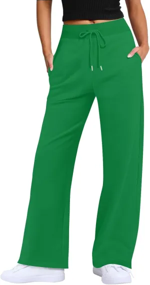 Wide Leg Pants Woman Drawstring High Waist Yoga Pants with Pocket Lightweight Casual Flare Sweatpants Baggy Lounge Pants