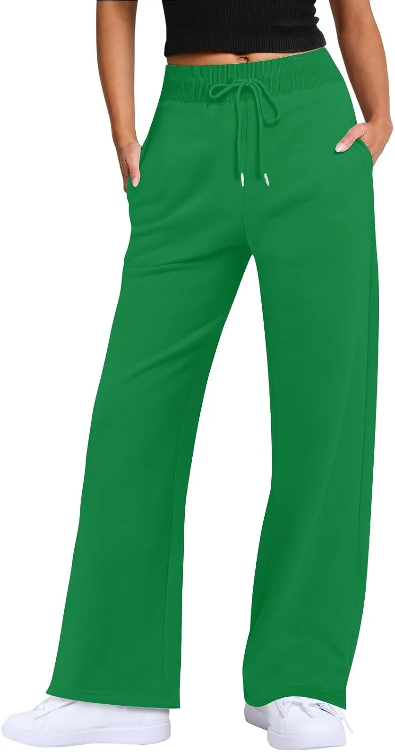 Wide Leg Pants Woman Drawstring High Waist Yoga Pants with Pocket Lightweight Casual Flare Sweatpants Baggy Lounge Pants