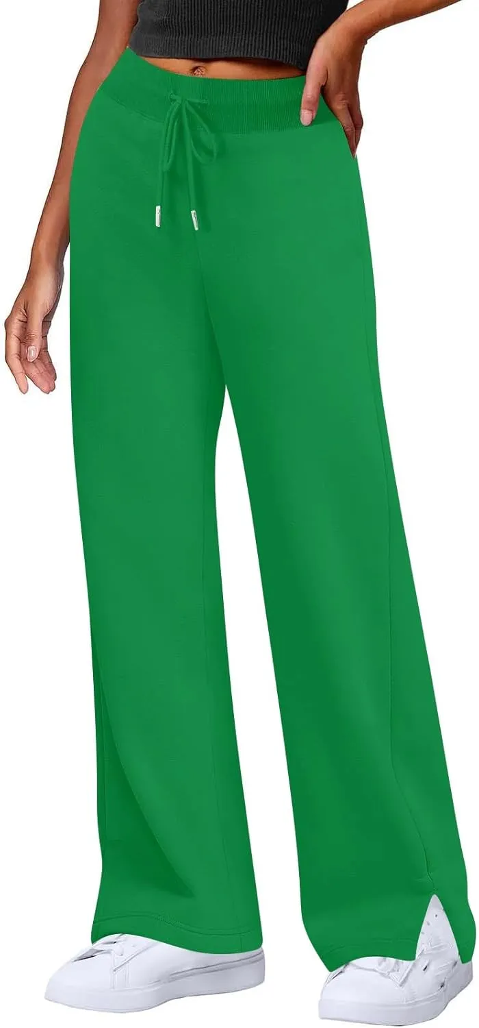 Wide Leg Pants Woman Drawstring High Waist Yoga Pants with Pocket Lightweight Casual Flare Sweatpants Baggy Lounge Pants
