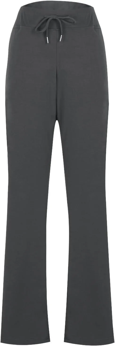 Women Straight Leg Work Pants Dressy Casual Trousers Solid Stretch Slim Fit Yoga Pant High Waist Slacks with Pocket