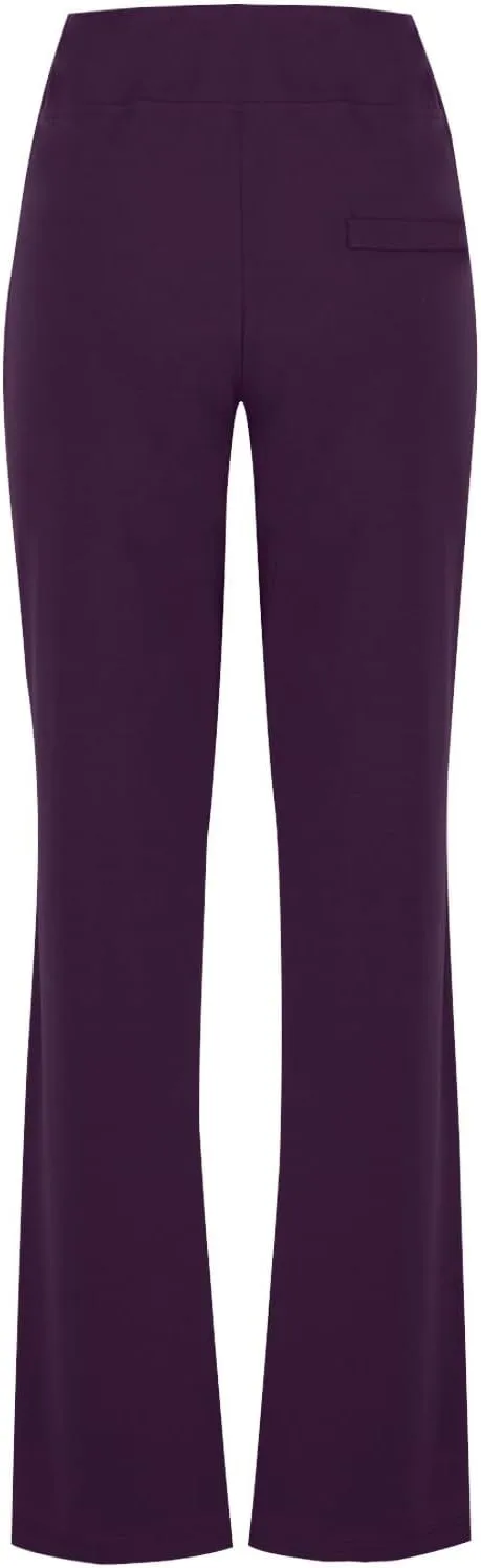 Women Straight Leg Work Pants Dressy Casual Trousers Solid Stretch Slim Fit Yoga Pant High Waist Slacks with Pocket