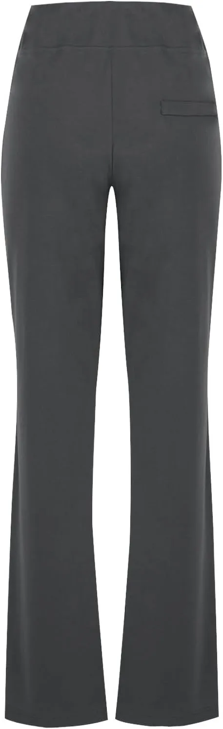 Women Straight Leg Work Pants Dressy Casual Trousers Solid Stretch Slim Fit Yoga Pant High Waist Slacks with Pocket