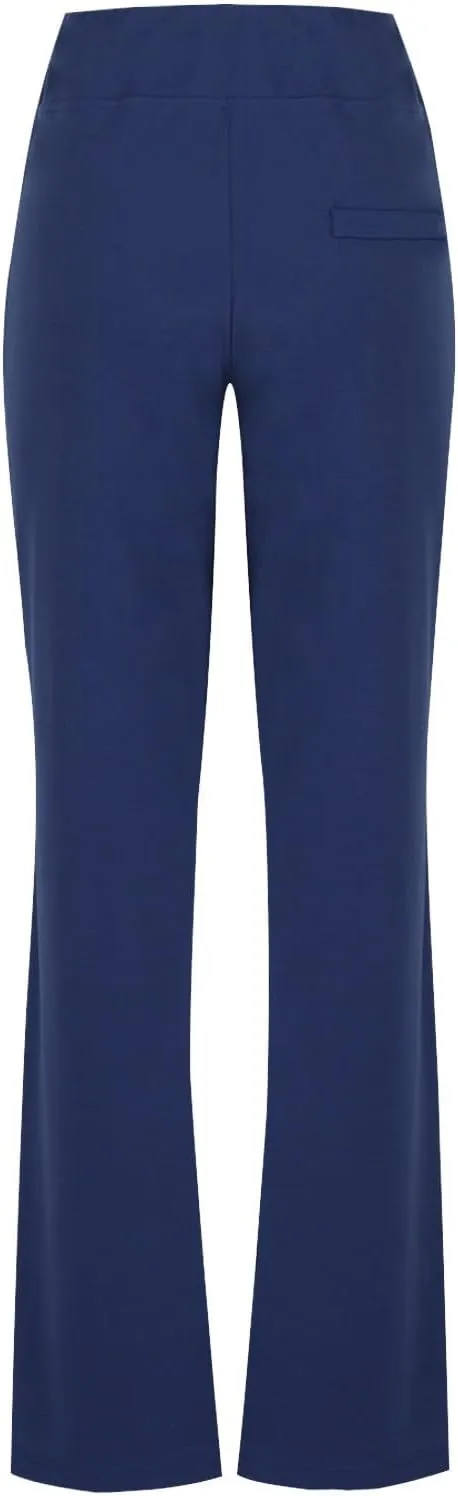 Women Straight Leg Work Pants Dressy Casual Trousers Solid Stretch Slim Fit Yoga Pant High Waist Slacks with Pocket