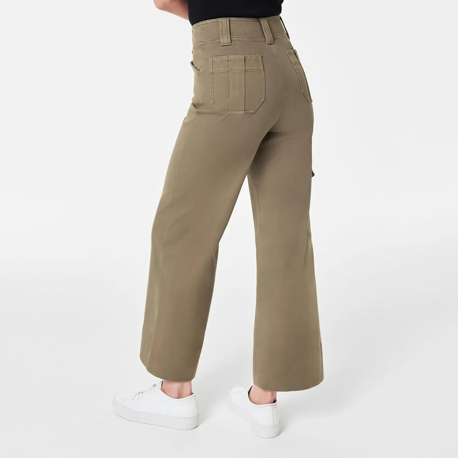 Women Stretch Twill Cropped Trouser Wide Leg Cargo Pants Casual Capri Pants Straight Leg Chino Pants Ankle Jeans